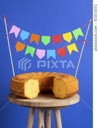 Cornmeal sponge cake. Brazilian dessert, fest 65853051