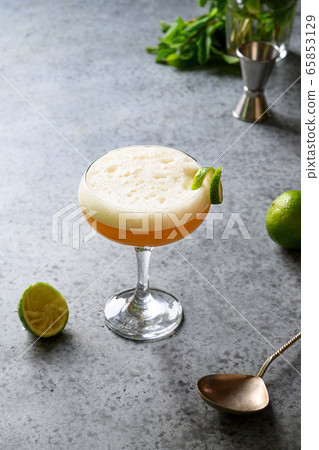 Pisco sour cocktail - whiskey with lime, egg white 65853129