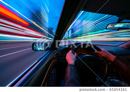 Speed movement car view from the interior Speed movement car view from the interior 65854161