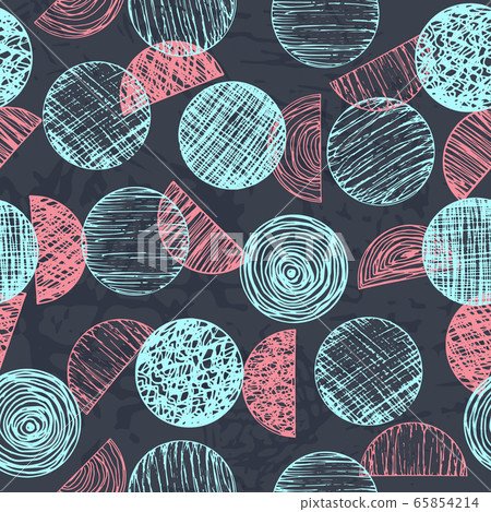 Cute colorful textured round shapes pattern 65854214