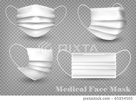 Collection of a white medical face masks isolated 65854505