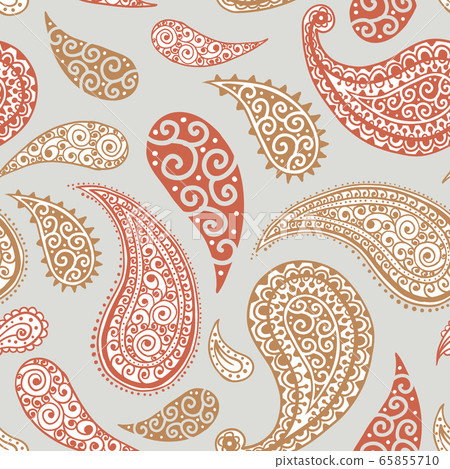 Paisley pattern background, golden, yellow and red 65855710