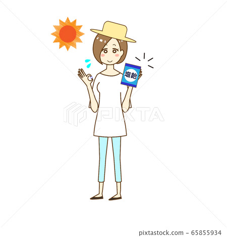 A woman who takes salt to prevent heat stroke 65855934