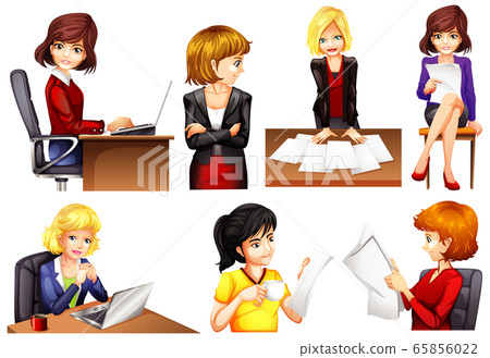 Set of office working woman Set of office working woman 65856022
