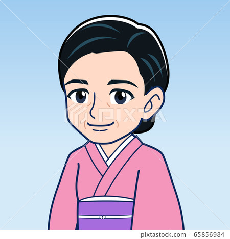 Illustration of an elderly woman wearing a kimono Illustration of an elderly woman wearing a kimono 65856984