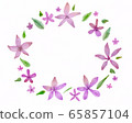 水彩手繪紫色的花花環 65857104