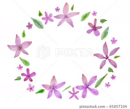 Watercolor hand painted purple flower wreath - Stock Illustration ...