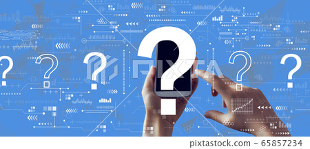 Question marks with smartphone Question marks with smartphone 65857234