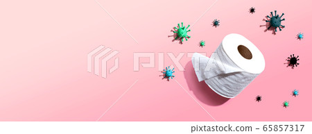 Toilet paper with Coronavirus Covid-19 concept 65857317