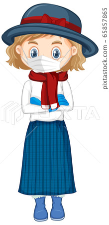 Hat girl cartoon wearing mask Hat girl cartoon wearing mask 65857865
