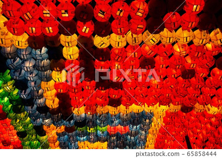 Lotus lanterns on Buddha's Birthday, Buddhism. Lotus lanterns on Buddha's Birthday, Buddhism. 65858444