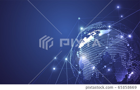 Global network connection. World map point Global network connection. World map point 65858669