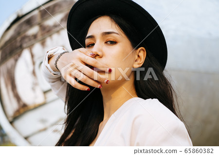 Thai woman on white dress. Thai woman on white dress. 65860382