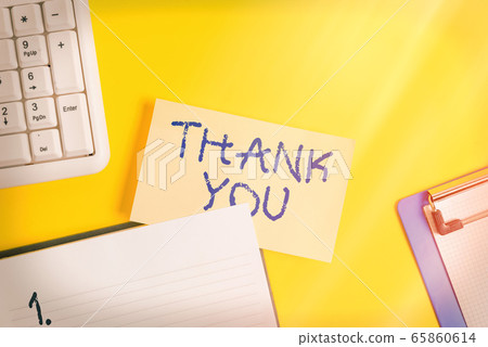 Writing note showing Thank You. Business photo 65860614