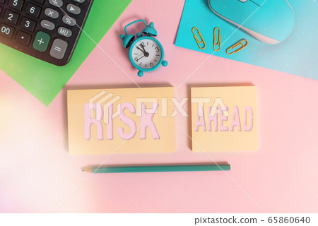 Handwriting text Risk Ahead. Concept meaning A 65860640