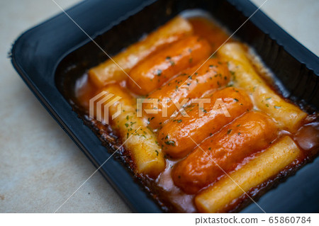 sausage and tteokbokki with cheese korean food 65860784