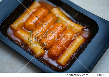 sausage and tteokbokki with cheese korean food 65860785