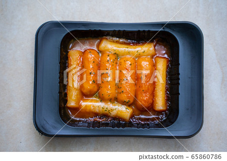 sausage and tteokbokki with cheese korean food 65860786