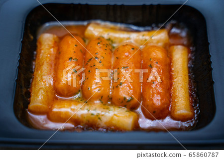 sausage and tteokbokki with cheese korean food sausage and tteokbokki with cheese korean food 65860787