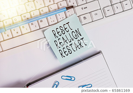 Writing note showing Reset Realign Restart 65861169