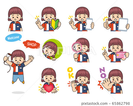 便利店，變化，初學者的標記，智能手機，平板電腦，放大鏡的女職員 65862798