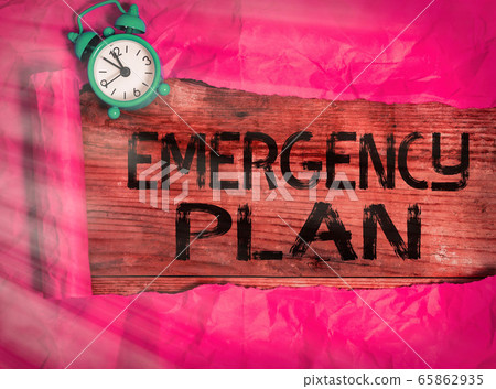 Writing note showing Emergency Plan. Business 65862935