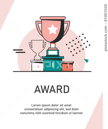 Abstract vector winner trophy icon. Flat thin line sign web design. Business icon of award, symbol of great results guarantee Abstract vector winner trophy icon. Flat thin line sign web design. Business icon of award, symbol of great results guarantee 65863508