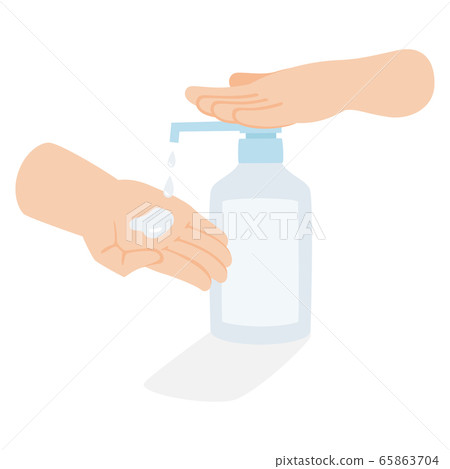 Illustration that disinfects viruses on hands with alcohol solution for disinfection. Illustration that disinfects viruses on hands with alcohol solution for disinfection. 65863704