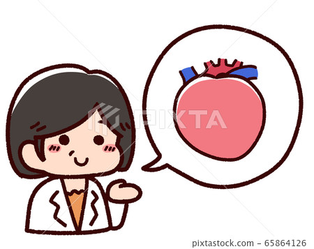 Doctor and speech balloon Female doctor internal organs heart 65864126
