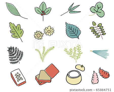 New Year's decoration leaf set 65864751