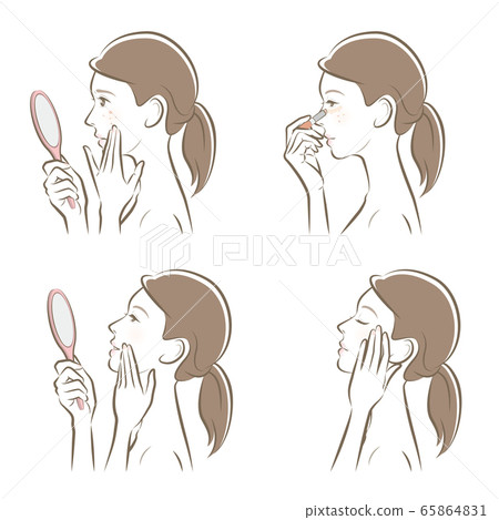 Illustration of a woman doing skincare Illustration of a woman doing skincare 65864831