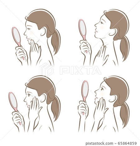 一個女人在做護膚的插圖 65864859