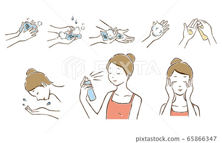 A woman washing her face 65866347
