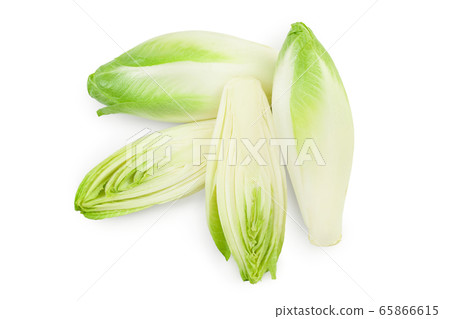 Chicory salad isolated on white background with clipping path and full depth of field. Top view. Flat lay Chicory salad isolated on white background with clipping path and full depth of field. Top view. Flat lay 65866615