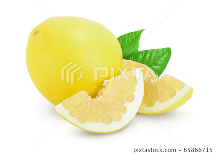 pomelo with slices and leaf isolated on white background with clipping path and full depth of field pomelo with slices and leaf isolated on white background with clipping path and full depth of field 65866715