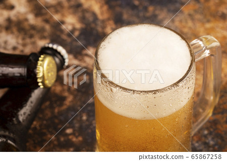 Close up of different glasses and bottles. drinking culture concept photo 016 65867258