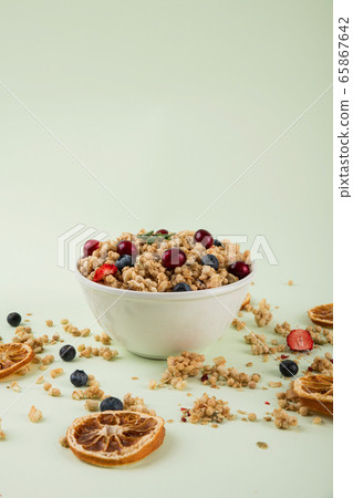 Delicious and healthy breakfast concept - cereal, Porridge and Energy bar 113 Delicious and healthy breakfast concept - cereal, Porridge and Energy bar 113 65867642