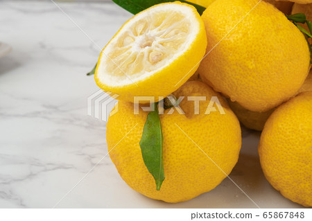 fresh fruit concept. close up of lemons and citrons 091 65867848