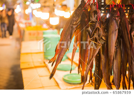fishing village landscape. fresh fish market at the port in Korea 091 65867939