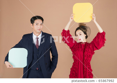 Portrait of female and male in retro fashion and vintage concept 452 Portrait of female and male in retro fashion and vintage concept 452 65867992