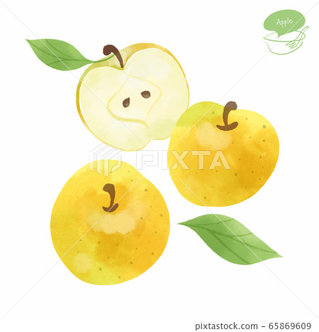 黃苹果的水彩插圖 65869609