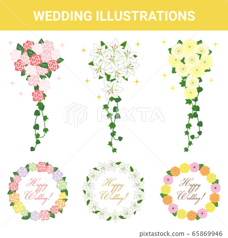 Celebratory material wedding illustration set 65869946