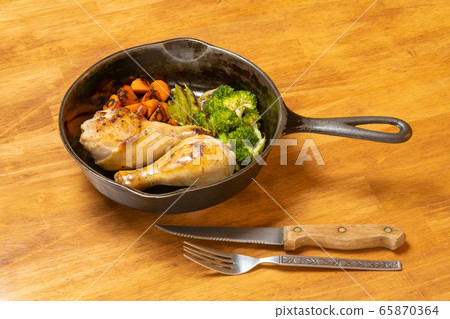 煎鍋，食物，熱，去骨雞，斜頂 65870364