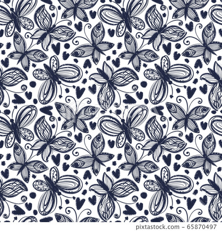 Seamless pattern with digital ink hand drawn... - Stock Illustration ...