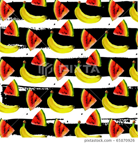 Watercolor seamless pattern with bananas. Hand Watercolor seamless pattern with bananas. Hand 65870926