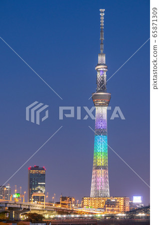 城市夜景東京晴空塔特殊照明 65871309