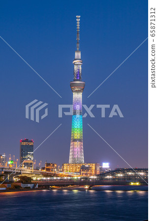 城市夜景東京晴空塔特殊照明 65871312