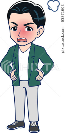 一個年輕人在一件夾克的插圖 65871608