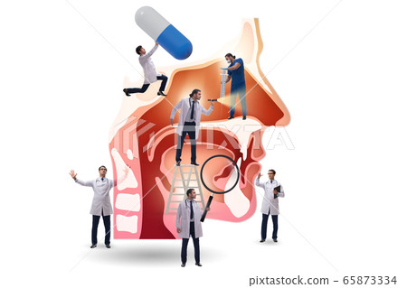 Otolaryngology concept with doctors treating patient Otolaryngology concept with doctors treating patient 65873334