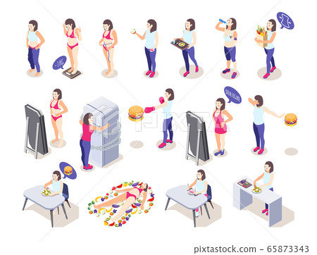 Diet Isometric Icon Set 65873343